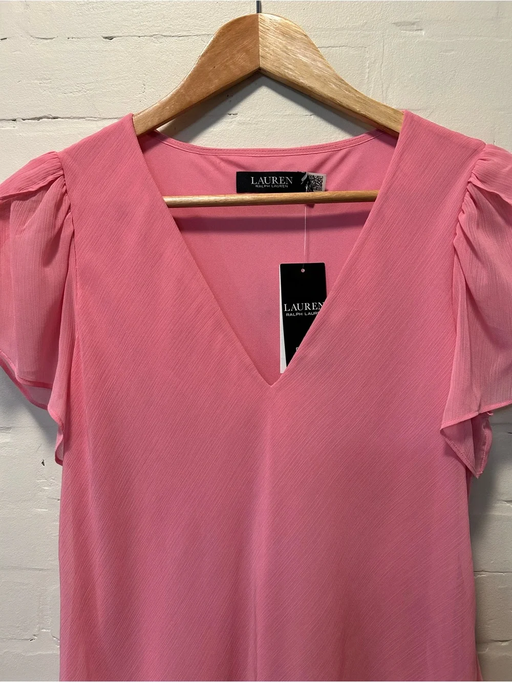 NWT Lauren Ralph Lauren Pink Crinkle Georgette Drop Waist Dress Size 2 - Picture 2 of 7